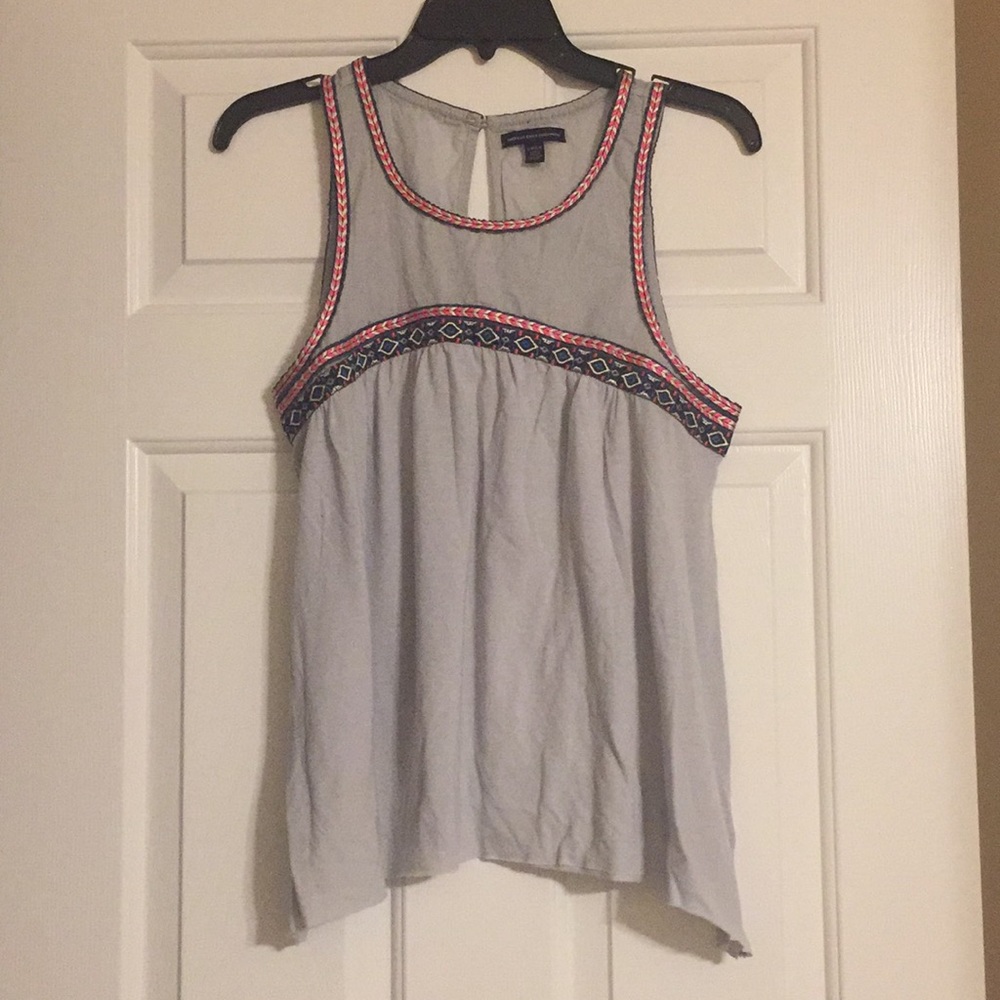 embroidered border tank blouse